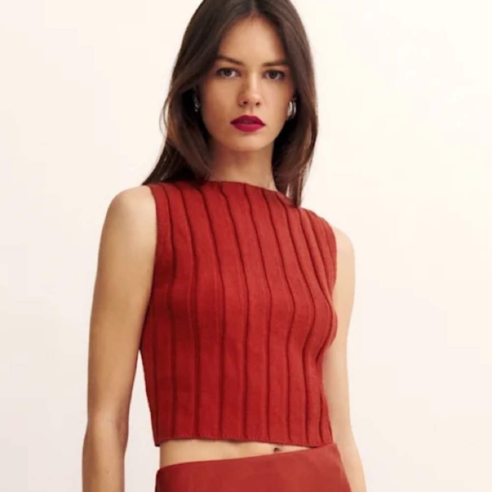 Reformation Callie Cotton Ribbed Sweater Tank